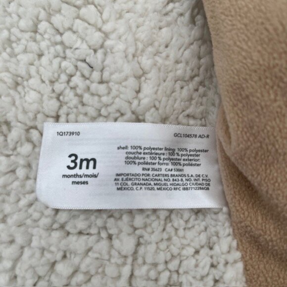 Baby Carter's Plaid Shacket, Cream Brown Tan, Size 3 months - Picture 5 of 10